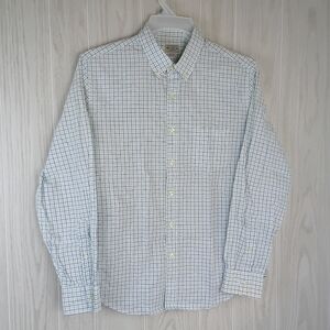 Tailored by J. Crew Large Button down white And green blue Line Long Sleeve